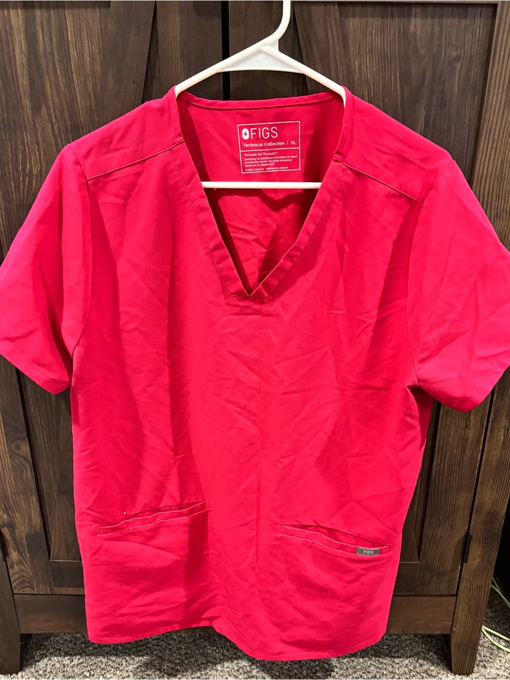 FIGS Women’s V-Neck Scrub Top - Raspberry pink with matching bottoms!